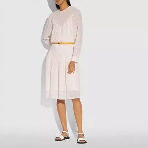 Coach Tonal Plaid Blouson Midi Dress Blush Pink Slip Included Size 0